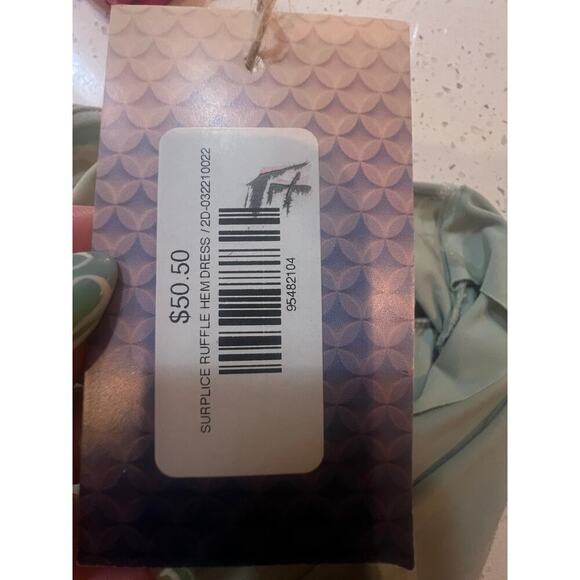 RED STAR NWT SAGE GREEN RUFFLED HEM WRAP TOP DRESS WAIST TIE WOMENS 1X - Picture 10 of 10